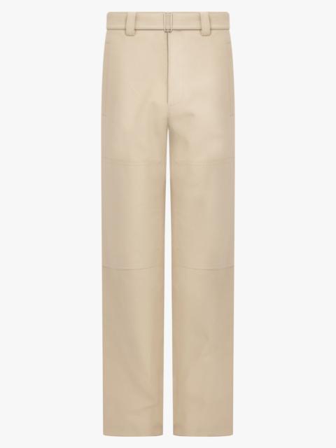 BELTED DOUBLE KNEE STRAIGHT PANT | BEIGE