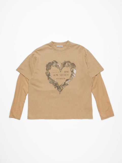 Layered print t-shirt - Sand beige