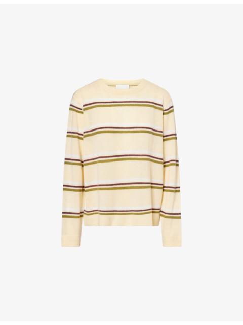 Stripe-Print Round-Neck Cashmere Jumper