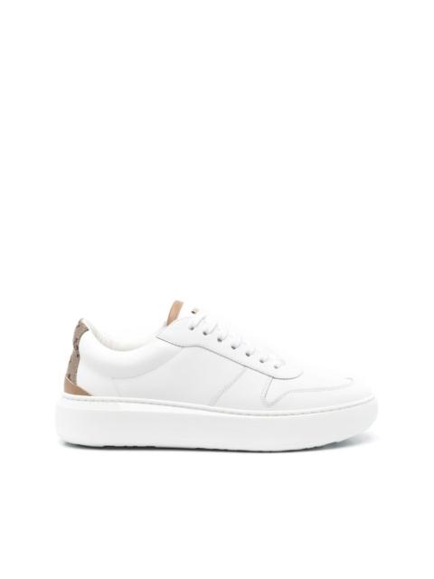 monogram-heel leather sneakers