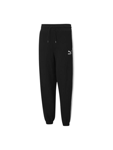 (WMNS) PUMA Classics Relaxed Joggers Logo Printing Sports Trousers Black 530282-01