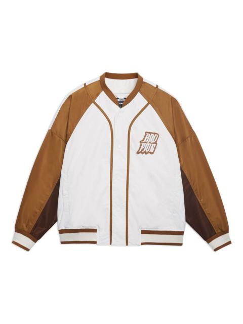 Li-Ning BadFive Graphic Baseball Jacket 'White Brown' AJMT017-4