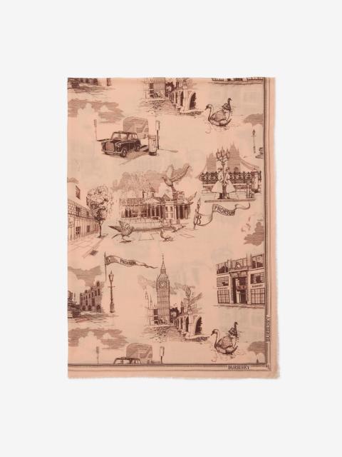 London Landmarks Wool Silk Scarf