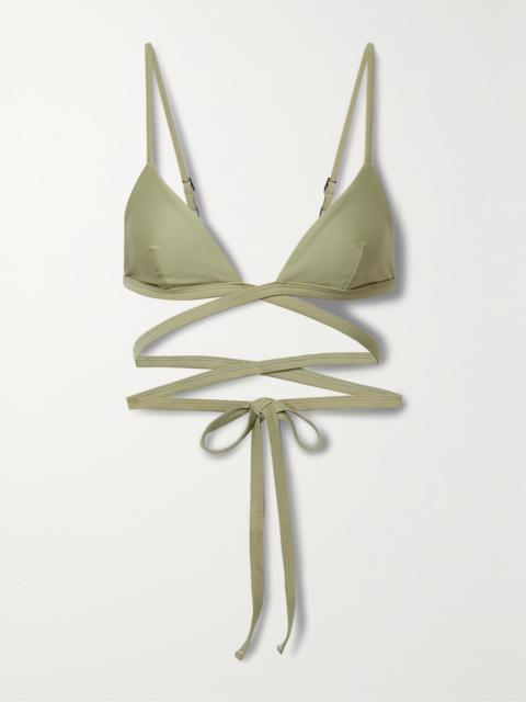 Wrap-effect Stretch-repreve Triangle Bikini Top