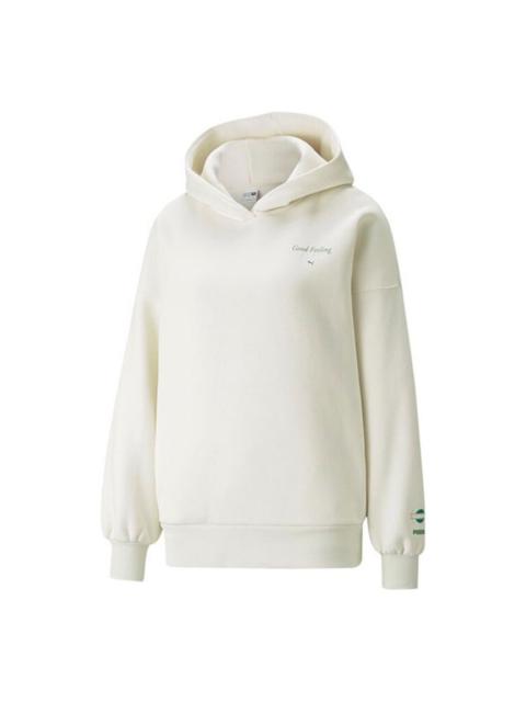 (WMNS) PUMA Logo Wellness Club Crew Hoodie 'White' 534397-73