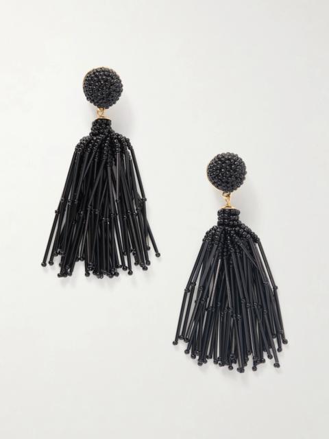 Tasseled Beaded Gold-tone Earrings