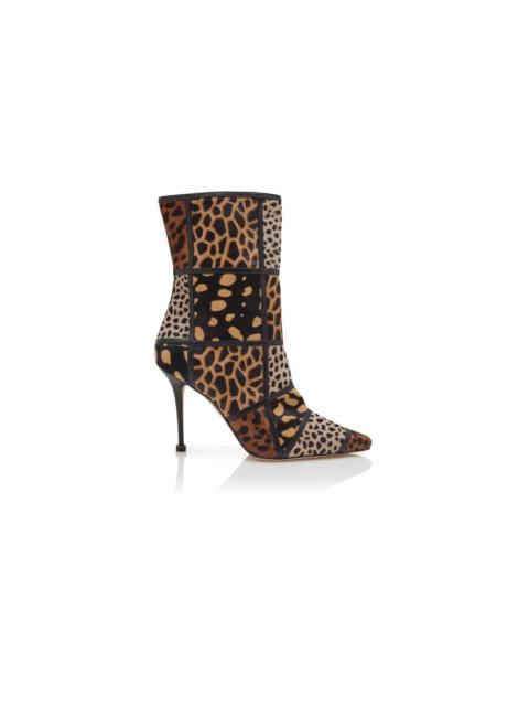 Animal Print Calf Hair Ankle Boots