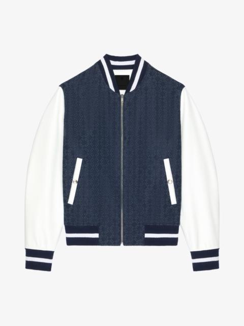 VARSITY JACKET IN DENIM MONOGRAM 72 AND LEATHER