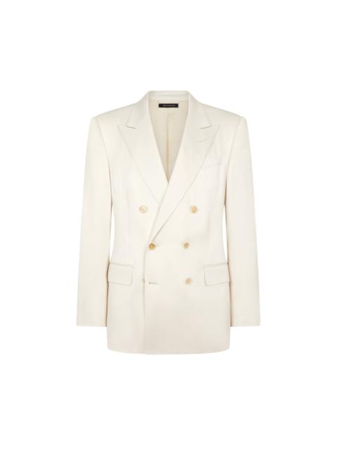 PURE SILK PEACHED GABARDINE JACKET