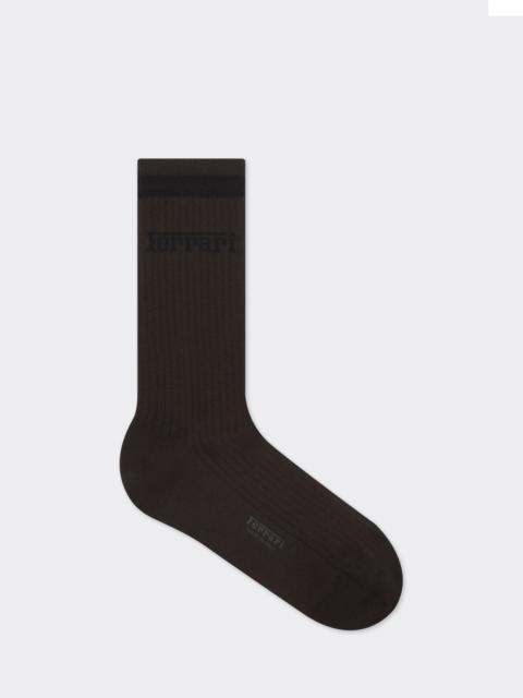 Long cotton socks with Ferrari logo