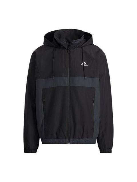 adidas St Warmblk Jkt Zipper Cardigan Stand Collar hooded track Jacket Black H39324