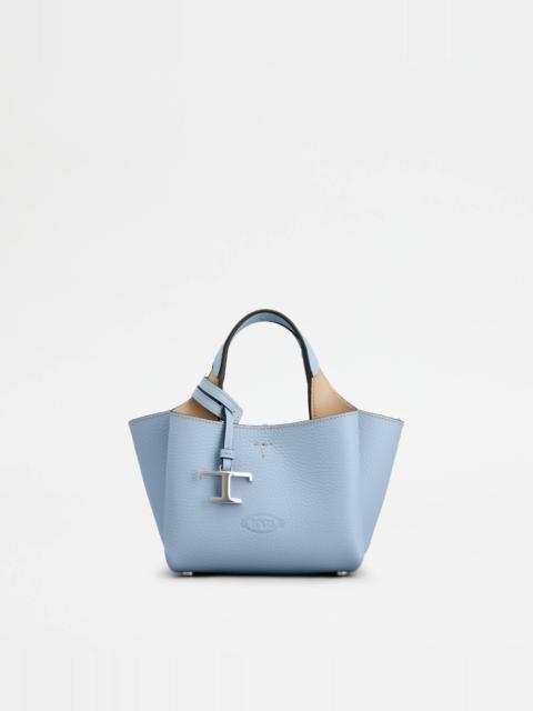 BAG IN LEATHER MICRO - LIGHT BLUE, BEIGE