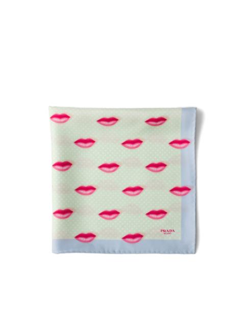 printed silk twill scarf 55 x 55 cm