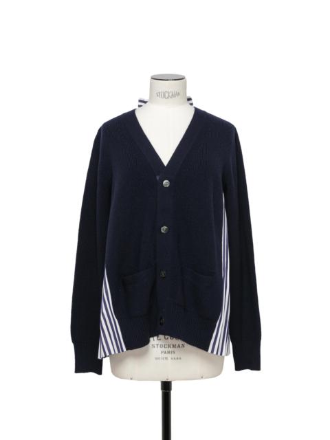 Wool Knit x Cotton Poplin Cardigan