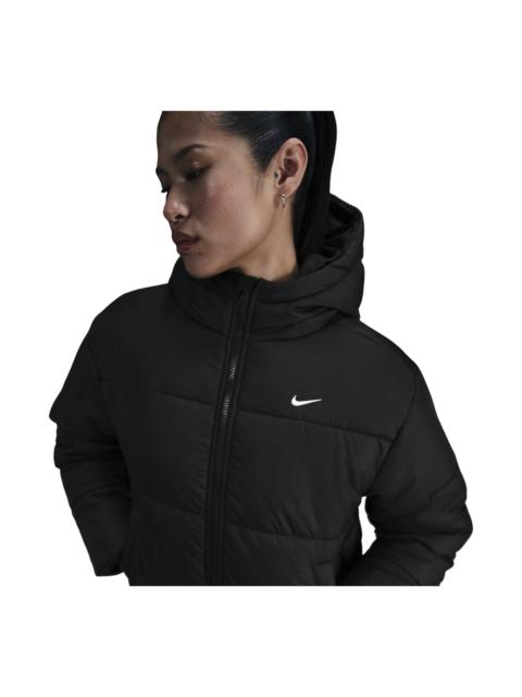 (WMNS) Nike Sportswear Classic Puffer Therma-Fit Loose Hooded Jacket Asia Sizing 'Black White' FZ590