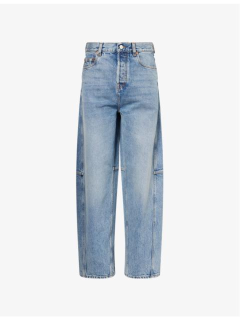 Wide-Leg Mid-Wash Denim Jeans