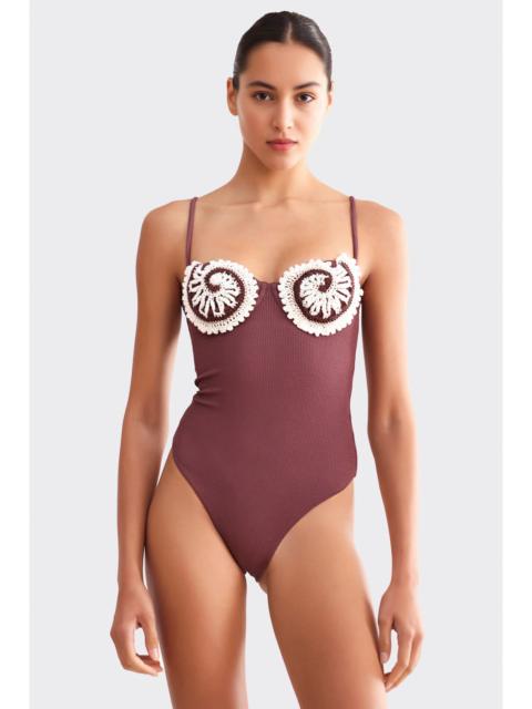MERIAN KNIT EMBROIDERD SWIMSUIT