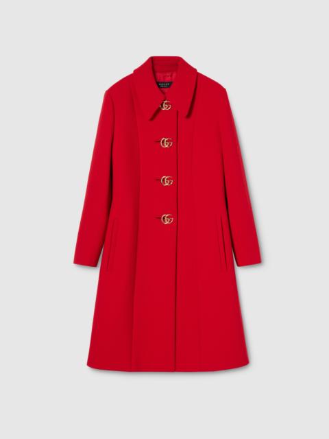 Wool natté coat with Double G button