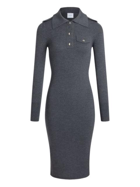 ribbed polo midi dress