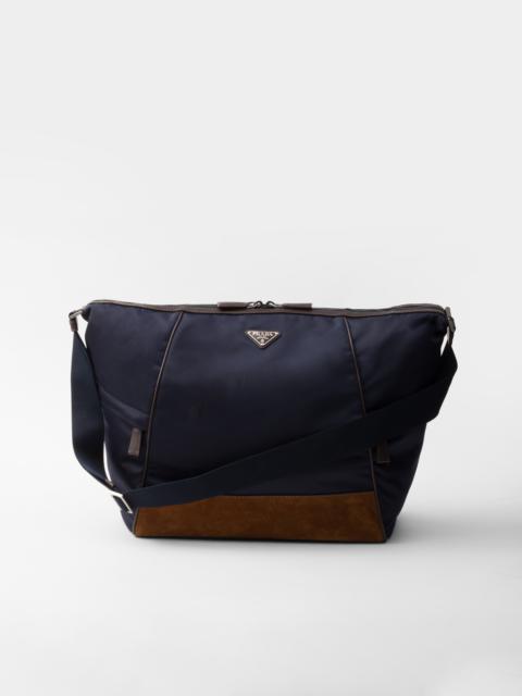 Re-Nylon and leather shoulder bag