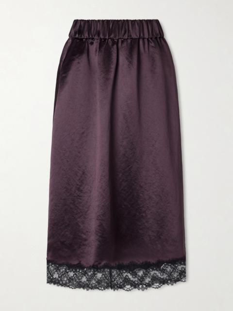 Circle Lace-trimmed Sateen Midi Skirt