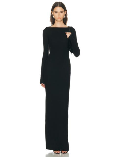Long Sleeve Boatneck Maxi Dress