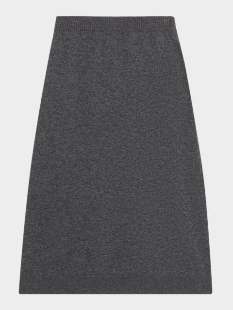 A-Line Double Cashmere Midi Skirt