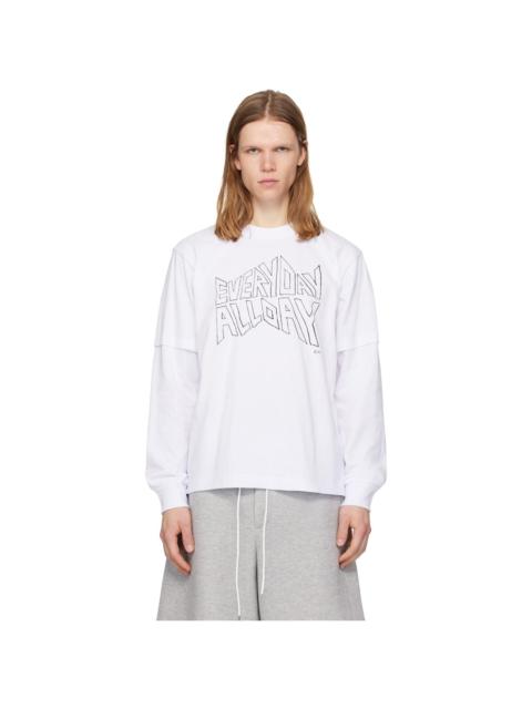 White 'geoff sacai' Print L/S T-shirt