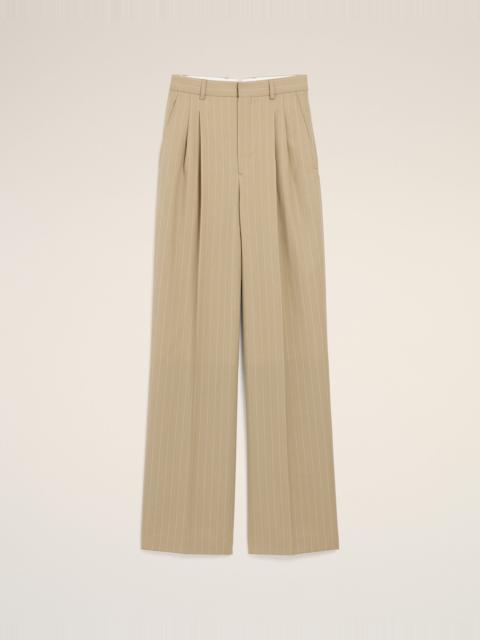 BEIGE NEW WOOL HIGH WAIST WIDE TROUSERS