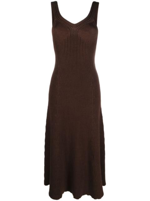 ribbed-knit midi dress