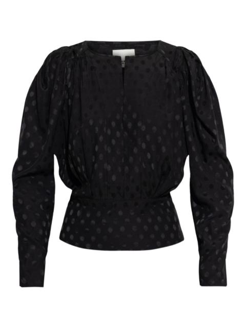 polka-dot puff-sleeve top