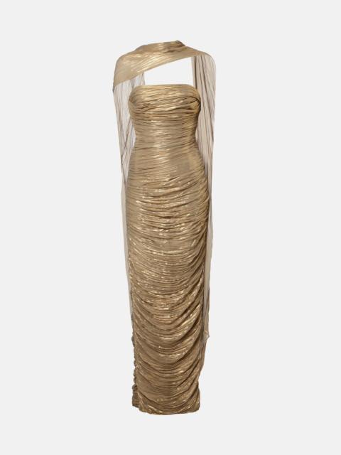 Pleated caped gown