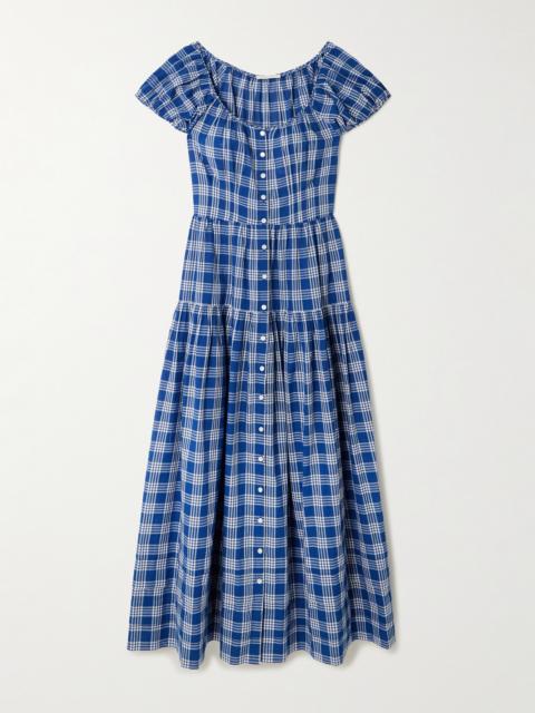 Valenne Tiered Checked Organic Cotton Midi Dress