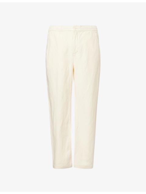 Drawstring Straight-Leg Linen-Blend Trousers