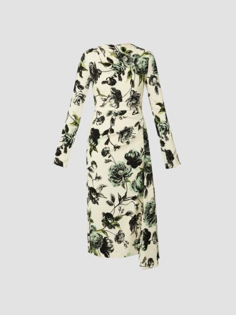 LONG SLEEVE DRAPED MIDI DRESS