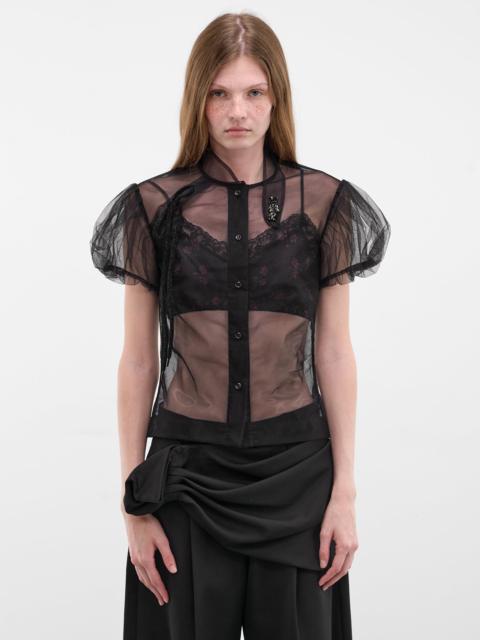 Black Sheer Tulle Puff Top