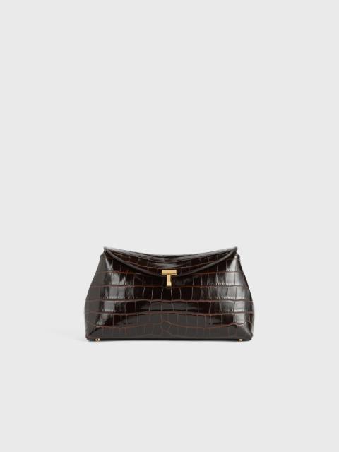 T-Lock clutch dark brown croco
