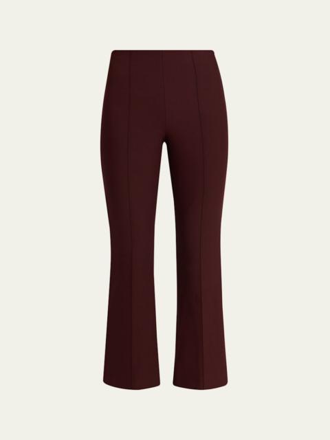 Cropped Flare-Leg Pintuck Pants
