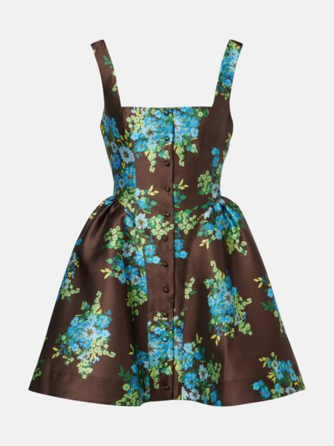 Floral peplum satin minidress