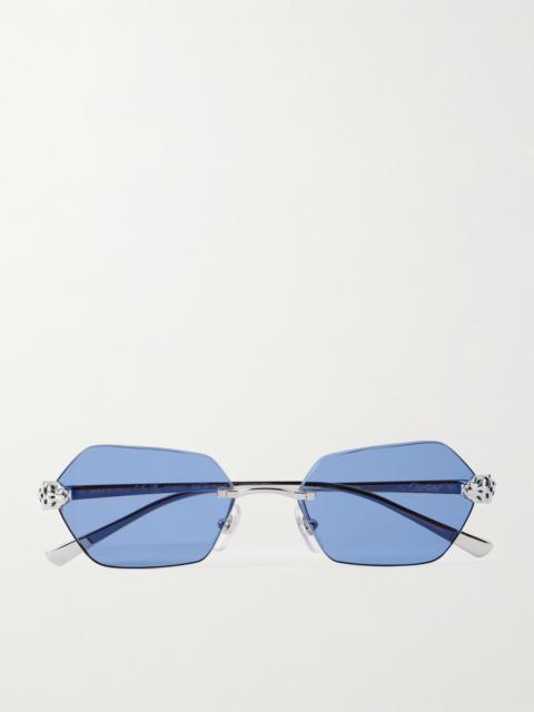 Panthère De Cartier Rimless Hexagon-frame Silver-tone Sunglasses