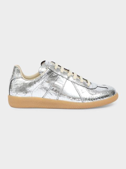 XO Replica Metallic Leather Low-Top Sneakers
