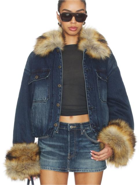 Faux Fur Denim Jacket