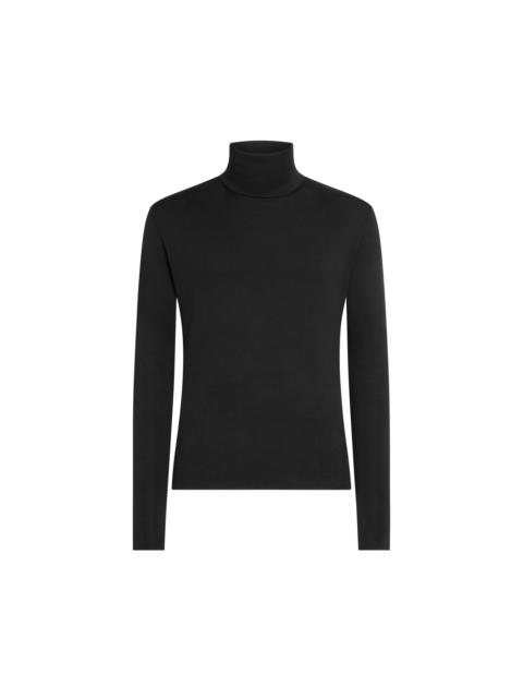COTTON JERSEY ROLL NECK SWEATER