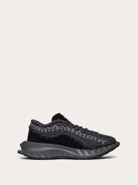 VALENTINO GARAVANI OUTDOOR CROCHET SNEAKERS IN FABRIC AND SUEDE