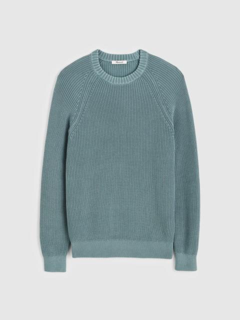 Cotton Shaker-Stitch Crewneck Sweater