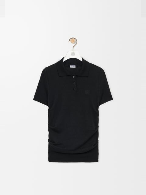 Short sleeve polo sweater in cashmere and silk