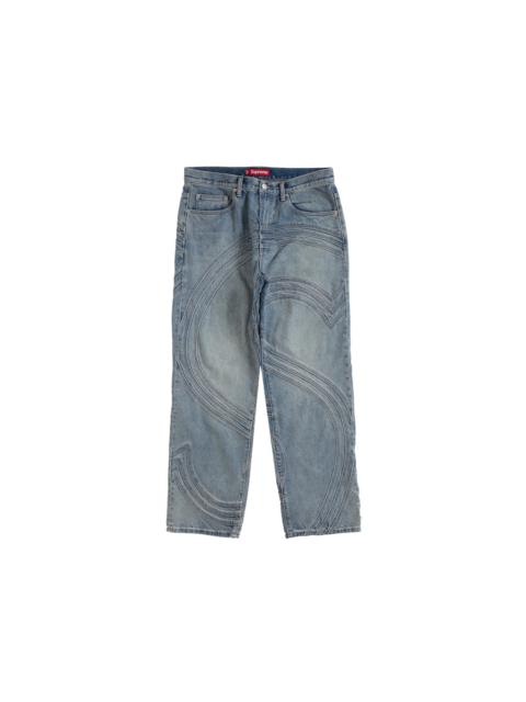 Supreme S Logo Loose Fit Jean Washed Blue