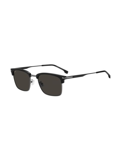 BLACK-ACETATE SUNGLASSES WITH STEEL TRIMS