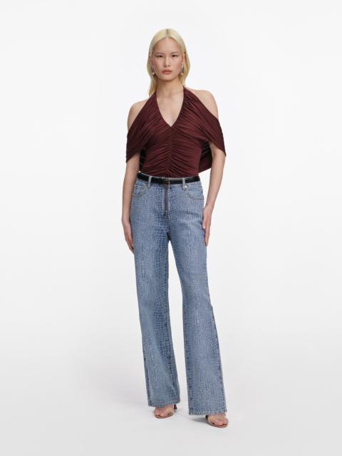 Brown Jersey Drape Top