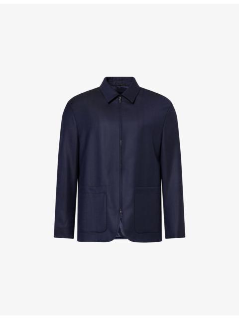 Collared Long-Sleeve Wool-Blend Jacket